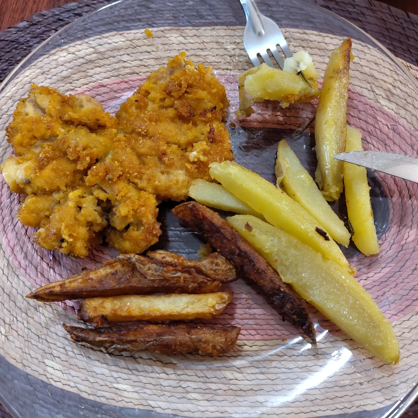 Homemade schnitzel with fries